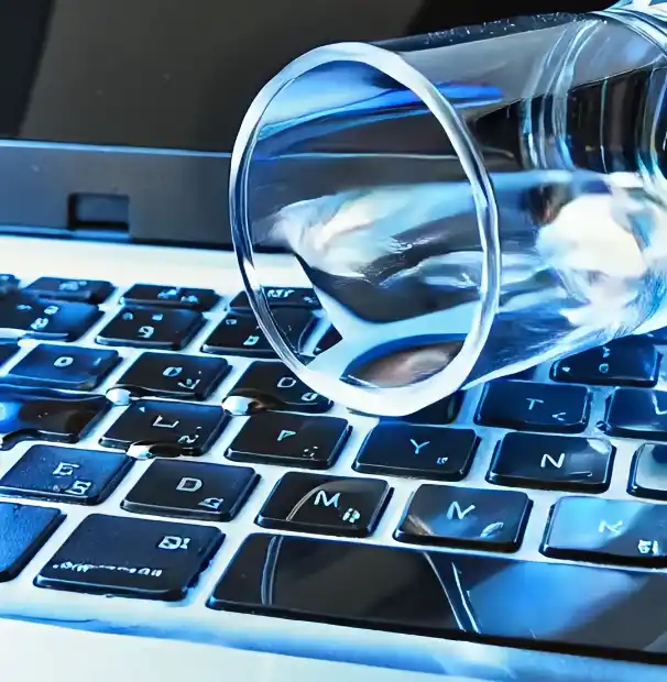 Teclado de laptop cubierto de agua